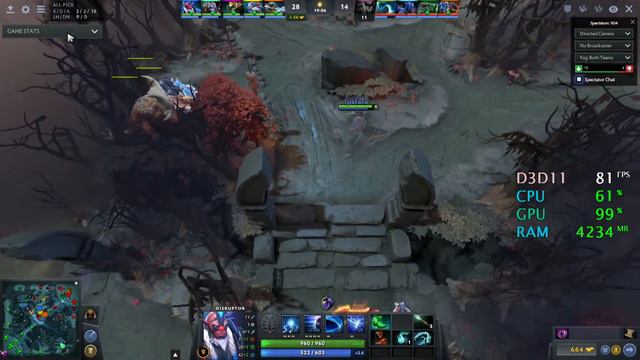 GeForce GT 1030 -- Intel Core i3-8100 -- Dota 2 FPS Test DX11 смотреть онлайн