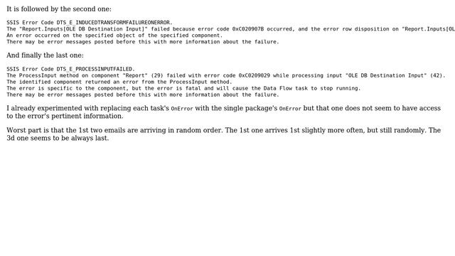 Is it normal that a data flow task's OnError event handler fires 3x and how to avoid that? смотреть онлайн