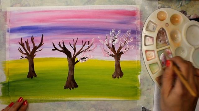 Как нарисовать цветущий сад. смотреть онлайн