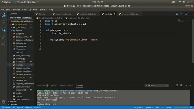 13. Playing music | Personal Assistant in Python | Ubuntu | Hindi смотреть онлайн