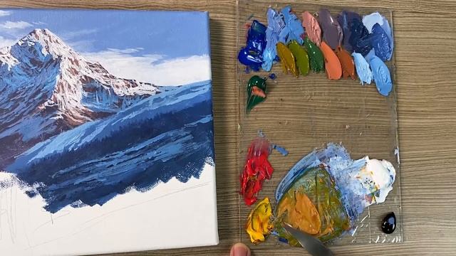 Acrylic Painting Winter Summit Landscape смотреть онлайн