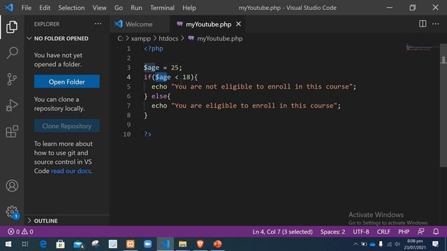 PHP If else (Conditional Statements) смотреть онлайн