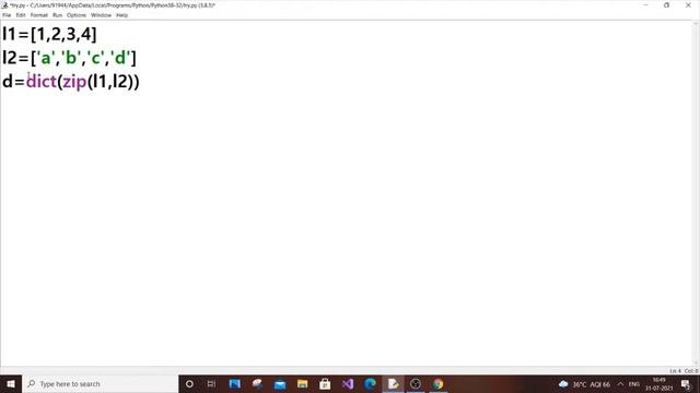 Python program to convert lists into dictionary смотреть онлайн