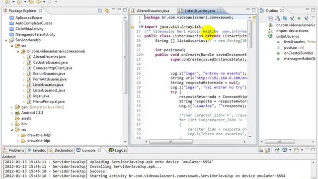 aula 4086 android - criando projeto no android para comunicar com JSP Tomcat.avi смотреть онлайн