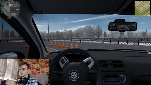 Руль на 900°!!! Первый выезд на папином VW Polo | City Car Driving смотреть онлайн