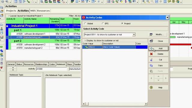 Primavera P6 Create and Assign activity codes to activities смотреть онлайн