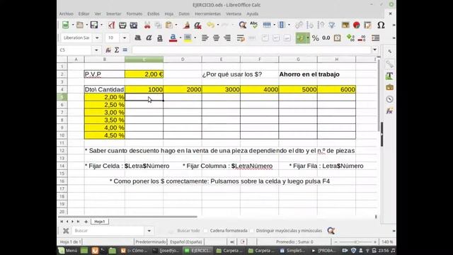 Uso de los Dolares en las hojas de calculo (Excel, LibreOffice calc) смотреть онлайн