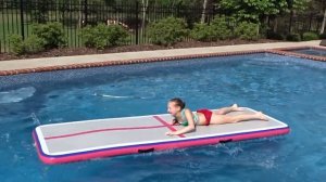 Gymnastics On the Airtrack in the Pool Challenge | P&J Girls
