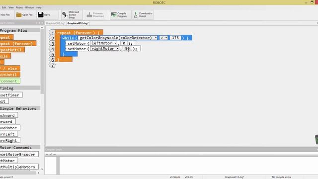 Урок 8. RobotC Graphical. Контроллер VEX IQ. смотреть онлайн