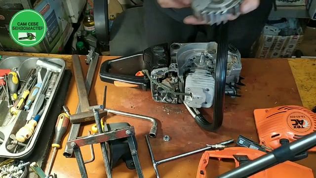 На бензопиле магнето заклинило на катушке. смотреть онлайн