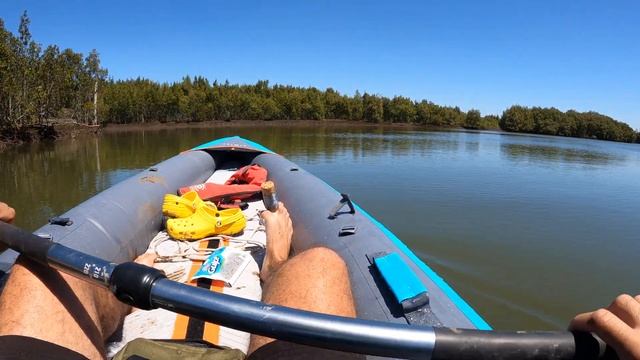 Decathlon Inflatable Kayak Itiwit x100 with Fin Upgrade hack on a Cork Hand Line Fishing Mission. смотреть онлайн