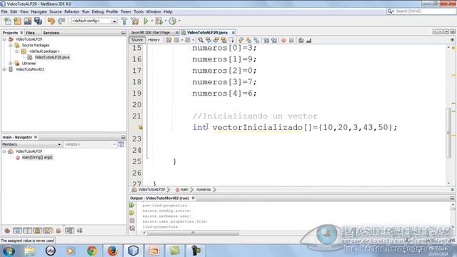 29 - ALP - Inicialización e Impresión de un Vector en Java смотреть онлайн