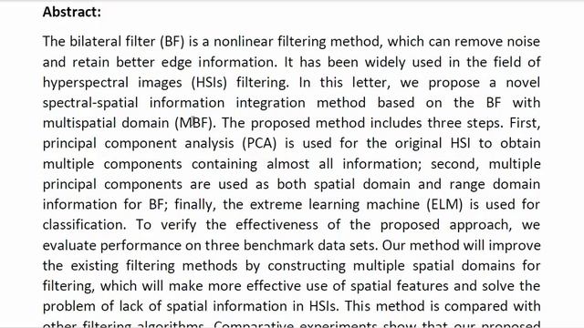 Hyperspectral Image Classification Based on Bilateral Filter With Multispatial Domain смотреть онлайн