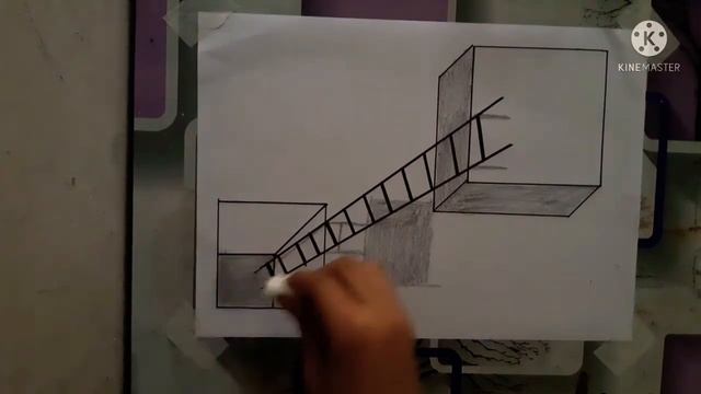 make a 3d lader shading drawing for beginners. Using scale ,black sketch and 8b pencil. смотреть онлайн