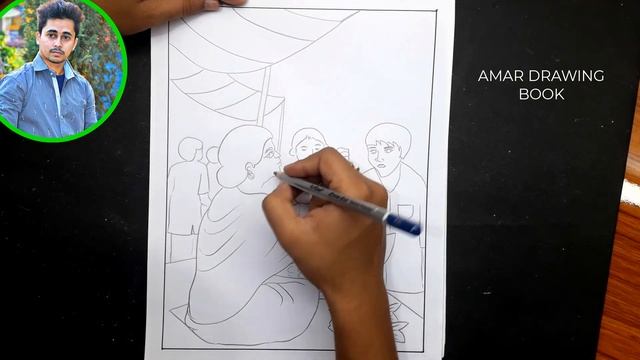 How to draw a fish market step by step | Fish market drawing easy step by step смотреть онлайн