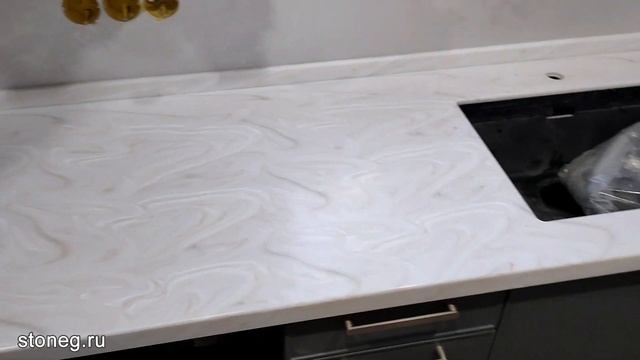 Grandex M 701 Hazel Flow Marble Ocean - столешница из искусственного камня смотреть онлайн