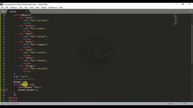 7. Penggunaan Switch, For, Foreach, While Pada PHP || Belajar Web Bersama PK Corporations смотреть онлайн