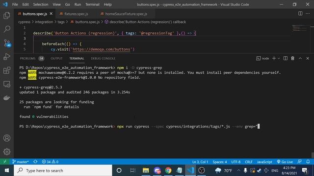 FILTRAR TUS PRUEBAS usando TAGS en CYPRESS | Cypress-Grep | Tutorial de Cypress смотреть онлайн