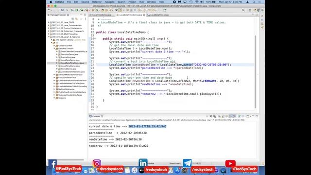 # 194 Java LocalDateTime | LocalDateTime | Java Date Time API | Java 8 Date Time API | RedSysTech смотреть онлайн