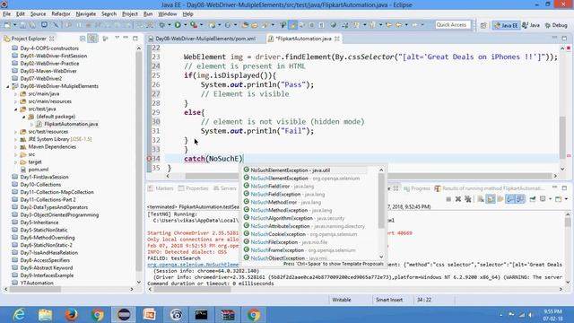 O3 Webdriver 8 - Flipkart search, Assert, assertEquals, assertTrue, Q&A смотреть онлайн