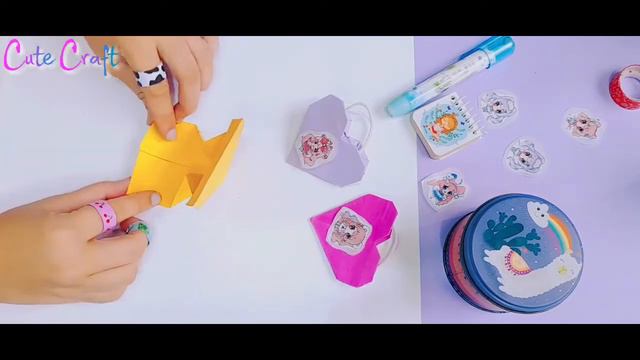 origami heart | Diy cute mini heart gift bag | i made a easy and cute Gift bag for you💜🌈 смотреть онлайн