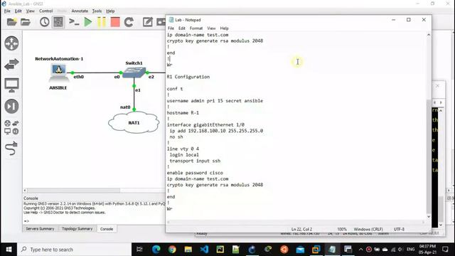 Ansible Client Configuration | GNS3 Lab