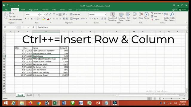 How to insert Row & Column by Short cut in Excel | How to Delete Row & Column by Short cut in Exce смотреть онлайн