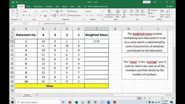 Weighted Mean Computation Using Excel (Statistics Video Tutorial) смотреть онлайн