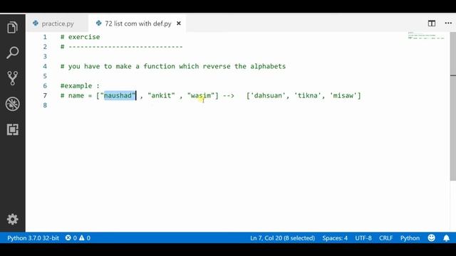 Exercise List Comprehension || Python Tutorial Hindi смотреть онлайн