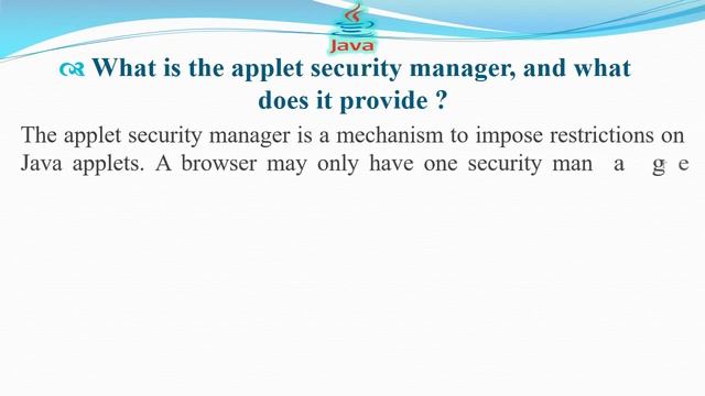 What is the applet security manager, and what does it provide | JAVA INTERVIEW QUESTIONS AND ANSWER смотреть онлайн