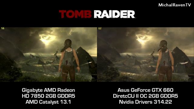 Tomb Raider - Radeon HD 7850 vs GeForce GTX 660 смотреть онлайн