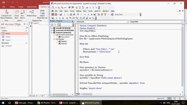 learn ms access in hindi- video 569 - VBA - Import text file in a table - filedialogs смотреть онлайн
