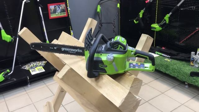 Аккумуляторная пила Greenworks 40V 40см тест по брусу смотреть онлайн