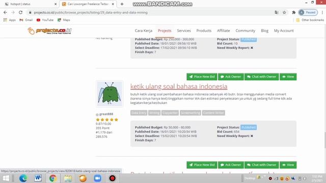 SITUS FREELANCE PEMULA (Projects.co.id) KERJA ONLINE INDONESIA , Gak bisa Inggris gak masalah !! смотреть онлайн