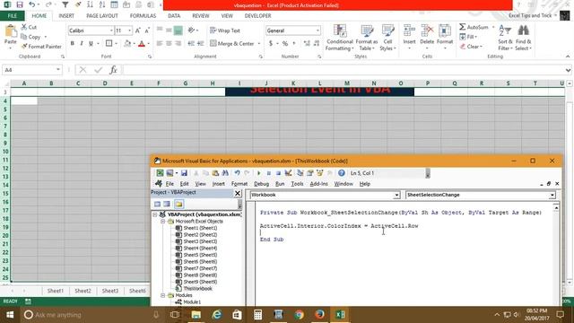 VBA Event ( Selection change Example) смотреть онлайн