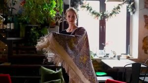 Платок шерстяной с шелковой бахромой "Ясно солнышко", вид 2