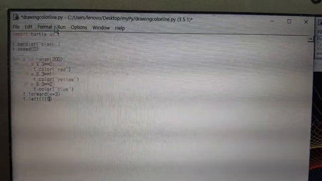 Python code Drawing color line смотреть онлайн