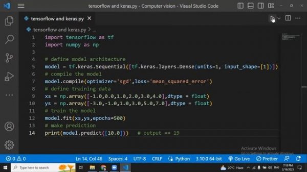 how to setup keras and tensorflow in vs code using python