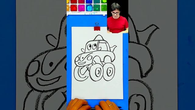 Как нарисовать МАШИНКУ из мультика ТУРБОЗАВРЫ мелками и красками смотреть онлайн