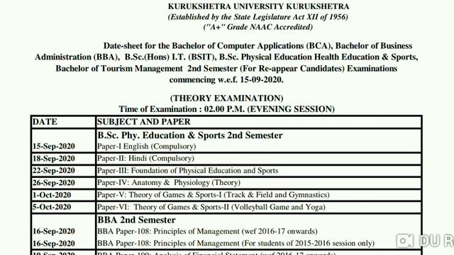 KUK exam letest update !! Kurukshetra University 2nd sem 4th sem ( Re-appear ) कैंडिडेट डेटशीट जारी смотреть онлайн