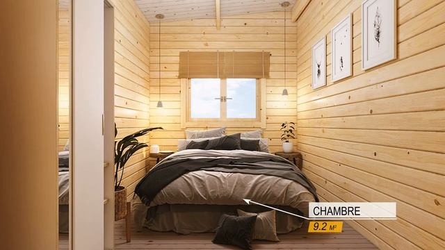 Chalet en bois | Surface habitable 46 m² + Terrasse 22 m² | Modèle VSP44 Kit d’assemblage PREMIUM смотреть онлайн