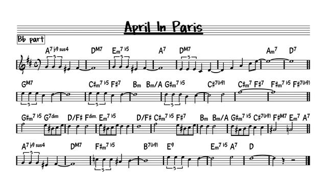 April In Paris - Play along - Bb version смотреть онлайн