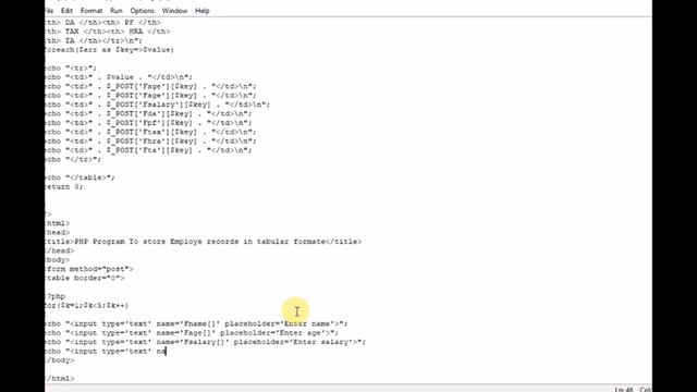 PHP To store Employee records in tabular format смотреть онлайн