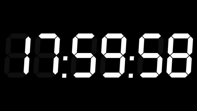 12h Hour Clock Digital 12-24 White 4K ( Afternoon + Evening )