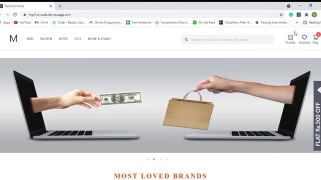 Myntra E-Commerce clone in React js and Node js смотреть онлайн