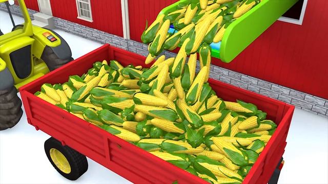 Learning Colors For Children With Tractor Farm Vehicles Shipping Colors Vegetables For Kids