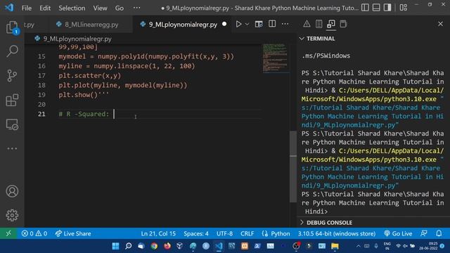 Machine Learning - Polynomial Regression || R-Squared || Python Machine Learning Tutorial in Hindi смотреть онлайн