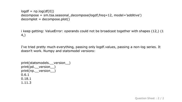 Pandas : seasonal_decompose: operands could not be broadcast together with shapes on a series смотреть онлайн