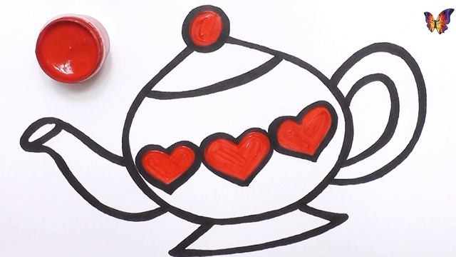 Как нарисовать чайник / мультик раскраска чайник для детей / Раскраски Малышам смотреть онлайн