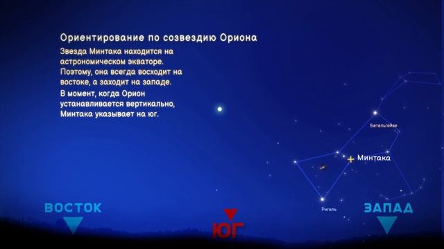 Ориентирование по созвездию Орион. 2D инфографика. смотреть онлайн